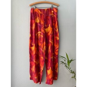 Caché | Vintage 90s Y2k High-Waist Watercolor Swirl Wide Leg Pants, 70s vibes